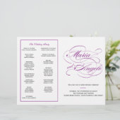 Elegantes Script Wedding Program - Lila (Stehend Vorderseite)
