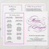 Elegantes Script Wedding Program - Lila (Vorne/Hinten)