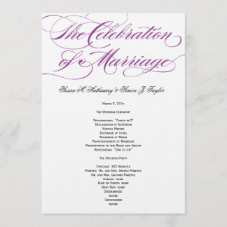 Elegantes Script Wedding Program - Lila Programm