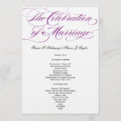Elegantes Script Wedding Program - Lila Programm (Vorderseite)