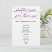 Elegantes Script Wedding Program - Lila Programm (Stehend Vorderseite)