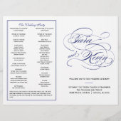 Elegantes Script Wedding Program - Navy (Vorderseite)