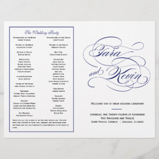Elegantes Script Wedding Program - Navy