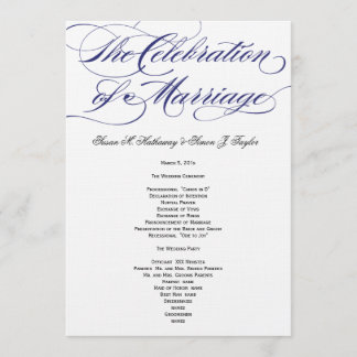 Elegantes Script Wedding Program - Navy Programm