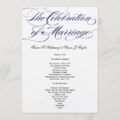 Elegantes Script Wedding Program - Navy Programm (Vorderseite)
