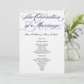 Elegantes Script Wedding Program - Navy Programm (Stehend Vorderseite)