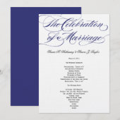 Elegantes Script Wedding Program - Navy Programm (Vorne/Hinten)