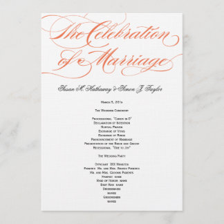 Elegantes Script Wedding Program - Orange Programm