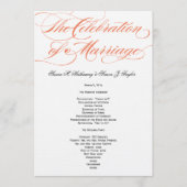 Elegantes Script Wedding Program - Orange Programm (Vorderseite)