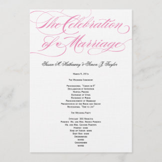 Elegantes Script Wedding Program - Rosa Programm