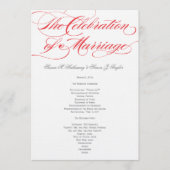 Elegantes Script Wedding Program - Rot Programm (Vorderseite)