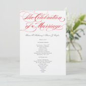 Elegantes Script Wedding Program - Rot Programm (Stehend Vorderseite)