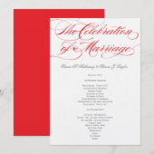 Elegantes Script Wedding Program - Rot Programm (Vorne/Hinten)