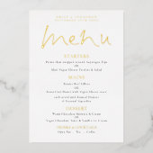 Elegantes Script Wedding Real Foil Menü Karte (Vorderseite)