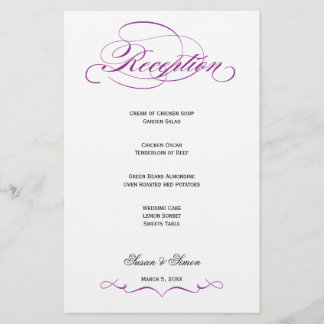 Elegantes Script Wedding Reception Menu - Lila