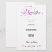 Elegantes Script Wedding Reception Menu - Lila (Vorne/Hinten)