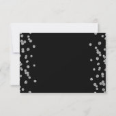 Elegantes Script Wedding Silver Confetti Black Save The Date (Rückseite)