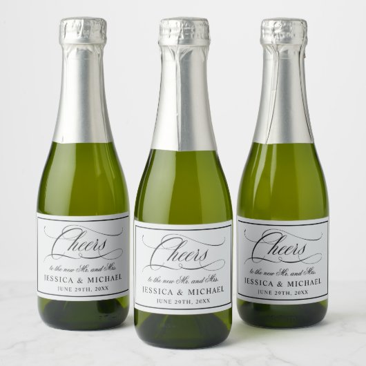 Elegantes Script Wedding Sparkling Weintoast Schaumweinetikett (Flaschen)