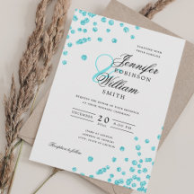 Elegantes Script Wedding Türkise Confetti QR UAWG