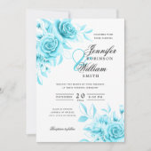 Elegantes Script Wedding Türkise Floral w/QR UAWG Einladung (Vorderseite)