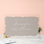 Elegantes Script Wedding Welcome Paint Beige Acrylschild (Hochzeit)