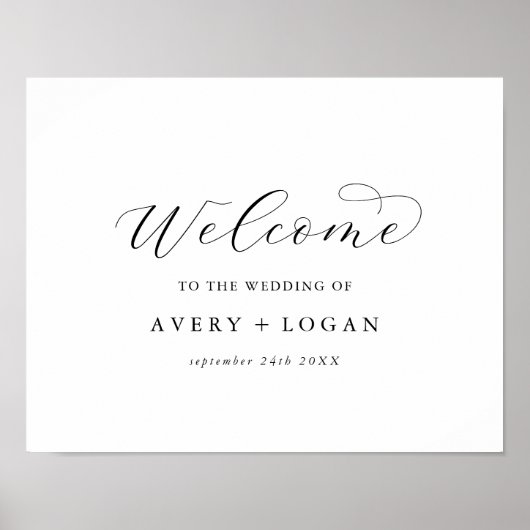 Elegantes Script Wedding Welcome Poster (Vorne)
