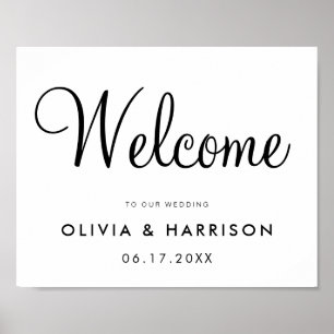Elegantes Script Wedding Welcome Sign Poster