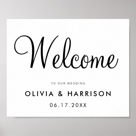 Elegantes Script Wedding Welcome Sign Poster (Vorne)