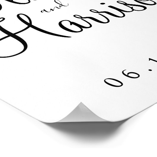 Elegantes Script Wedding Welcome Sign Poster (Ecke)