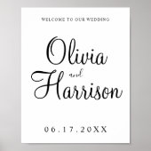 Elegantes Script Wedding Welcome Sign Poster (Vorne)