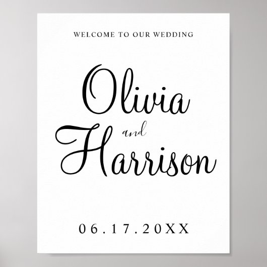 Elegantes Script Wedding Welcome Sign Poster (Vorne)