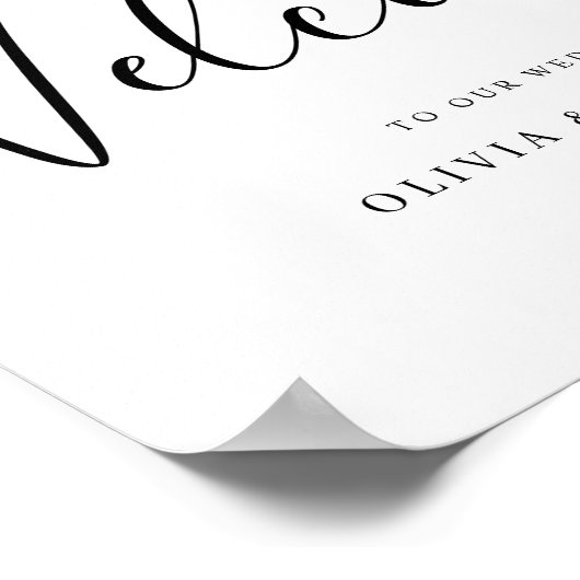 Elegantes Script Wedding Welcome Sign Poster (Ecke)