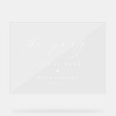 Elegantes Script Wedding Willkommenssymbol Acrylschild (Vorderseite)