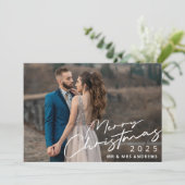 Elegantes Script Weihnachten Verheirateten Couple (Stehend Vorderseite)