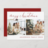 Elegantes Script Weihnachtsgrüßen | Rote Postkarte (Vorne/Hinten)