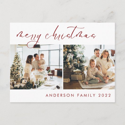 Elegantes Script Weihnachtsgrüßen | Rote Postkarte (Vorderseite)