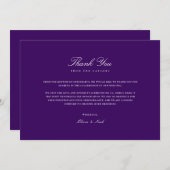 Elegantes Script Weiß & Lila Danke Karte (Vorne/Hinten)