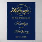 Elegantes Script "Welcome" Real Foil Wedding Sign Foliendrucke (Vorderseite)