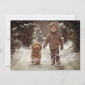 Elegantes Script Weltfrieden Foto Weihnachten (Vorderseite)