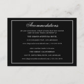 Elegantes Script White auf Black Wedding Enclosure Begleitkarte (Rückseite)