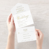 Elegantes Script White Calligraphy Wedding Foil All-in-One-Einladung (Abreißstreifen)