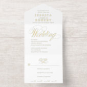 Elegantes Script White Calligraphy Wedding Foil All-in-One-Einladung (Innenseite)