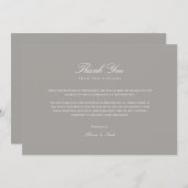 Elegantes Script White & Gray Dankeschön Karte (Vorne/Hinten)