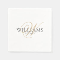 Elegantes Script White Gray Gold Monogram