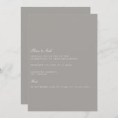 Elegantes Script, White & Gray Verlobung Einladung (Vorne/Hinten)