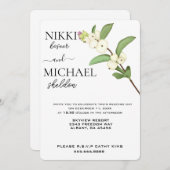 Elegantes Script White Lotus Blume Buds Wedding Einladung (Vorne/Hinten)