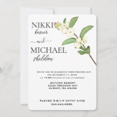 Elegantes Script White Lotus Blume Buds Wedding Einladung (Vorderseite)