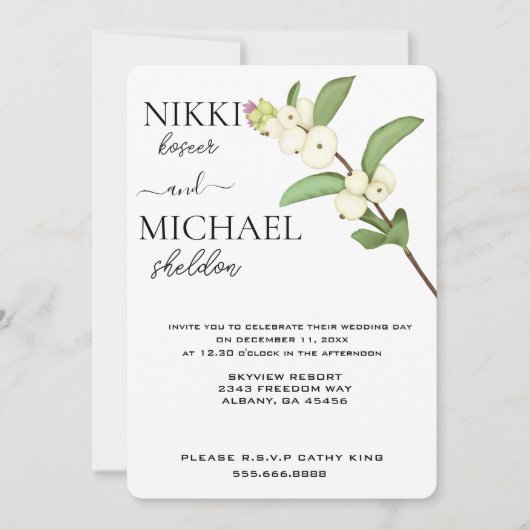 Elegantes Script White Lotus Blume Buds Wedding Einladung (Vorderseite)