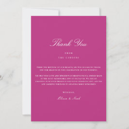 Elegantes Script White & Magenta Dankeschön Karte