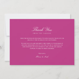 Elegantes Script White & Magenta Dankeschön Karte